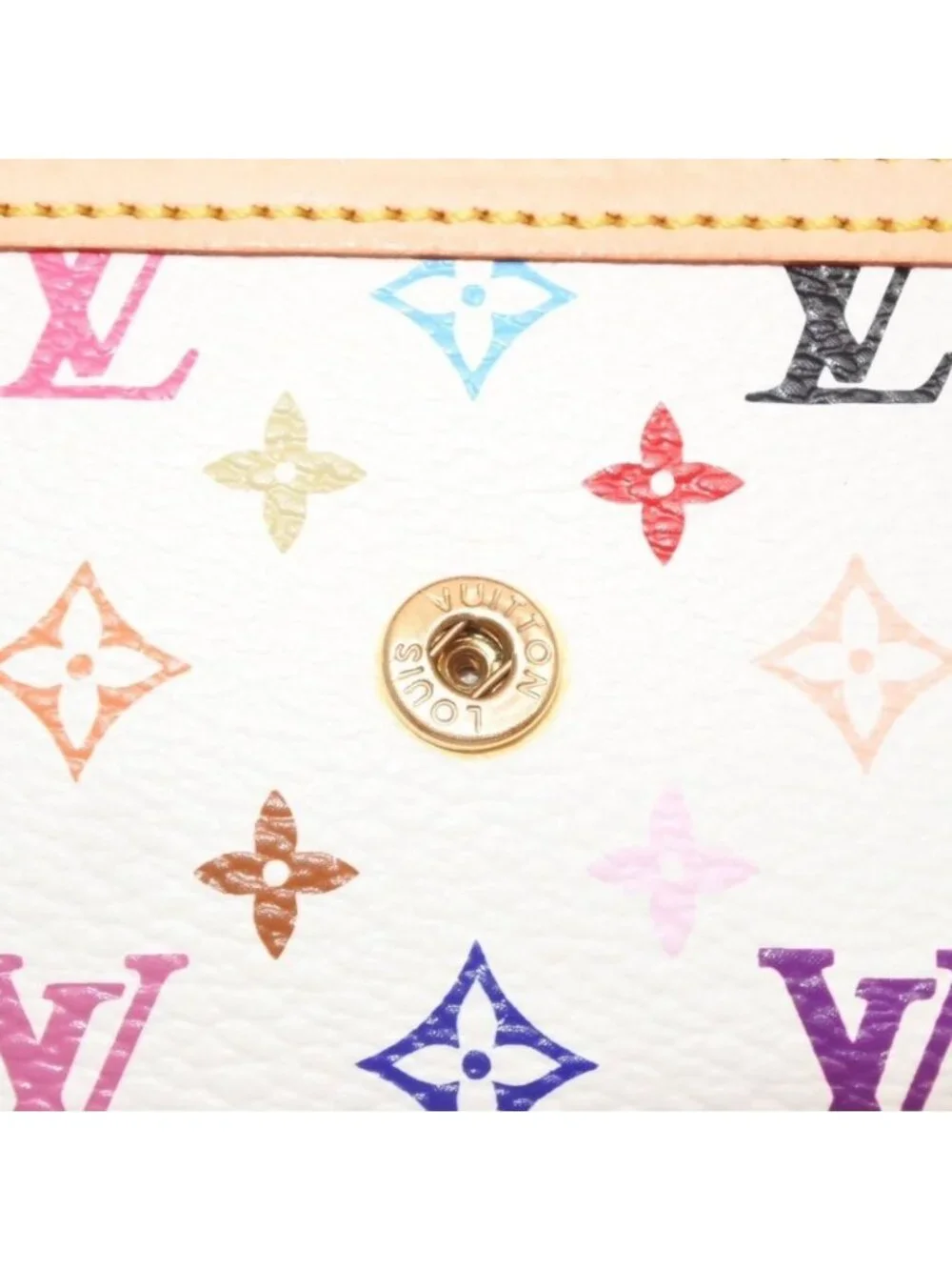 Louis Vuitton Porte Monnaie Plastic Coin Purse Monogram Multicolor White